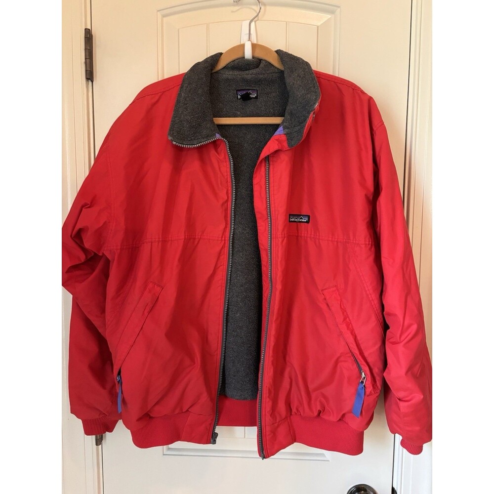 Vintage Patagonia Red charcoal Fleece Lined Zip up bomber jacket men’s large - Picture 3 of 4